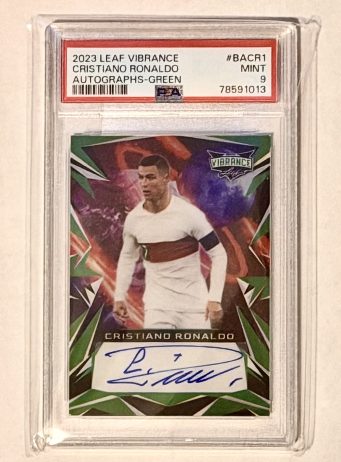 Cristiano Ronaldo 2023 Leaf Vibrance 1/6 Auto Grade 9 (Pop 1) 🔥 view 2