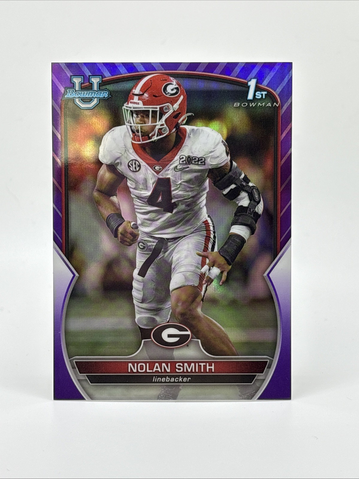 2022 Bowman University Chrome - Nolan Smith #33 Purple Refractor /399 (RC)