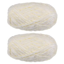 2 Skeins Velvet Chenille Yarn 2x100g/7.1oz 174 Yards 6 Bulky Polyester Cream