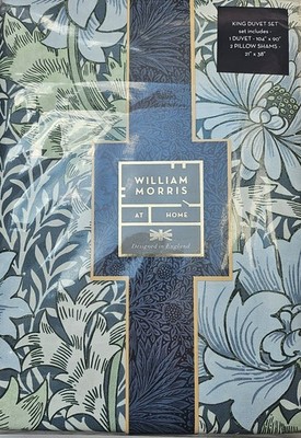 🍓WILLIAM MORRIS Duvet Set KING 3 Pieces CHRYSANTHEMUM Sea Blue