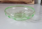 Vintage Uranium Depression Glass Bowl, Block Optic Pattern.