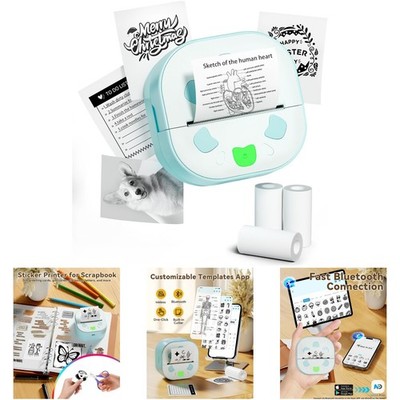 Bluetooth Portable Sticker Maker PrintPods Mini 3 Rolls Paper Notes Journal DIY