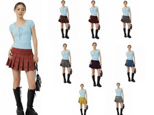 Ladies High Waist All Around Mini Pleated Tartan Skirt Check Casual Office Wear
