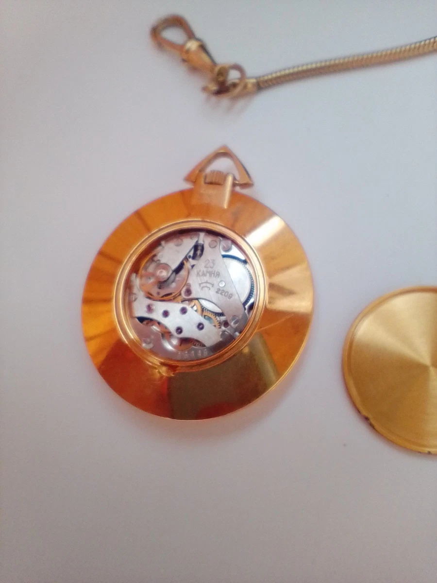 Reloj Bolsillo Sekonda 23 Joyas Oro au20 Oro URSS Cadena Vintage Raketa 2209