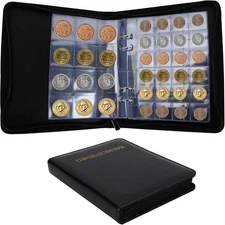 Coin Collection Book Waterproof, 360 Coin Pocket Zipper Organizer Album - Storag