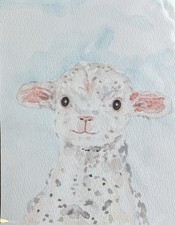 Original Watercolor Lamb Nursery Art   Sweet Baby Sheep 6x8