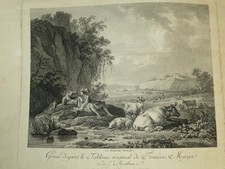 JEAN MATHIEU 1749-1815 INCISIONE XVIII PAESAGGIO PASTORE SICILIANO...