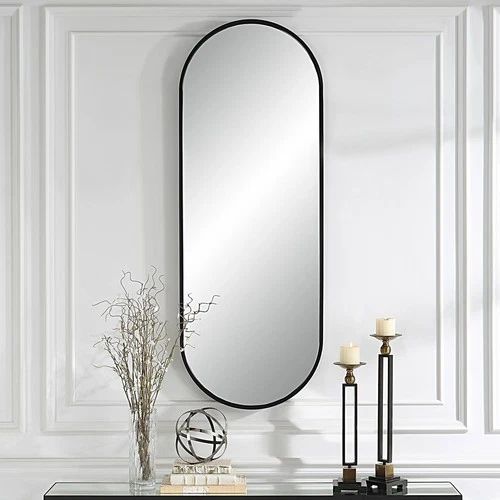 Uttermost Varina 60" x 22" Tall Black Finish Oval Mirror - Picture 1 of 8