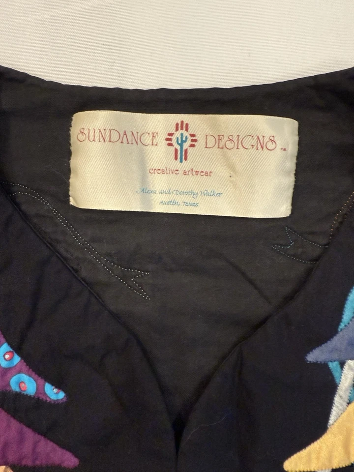 Chaleco Acolchado Hecho a Mano De Colección Talla L XL Usable Arte Boho Tribal Sundance Diseños Foto 3 de 4