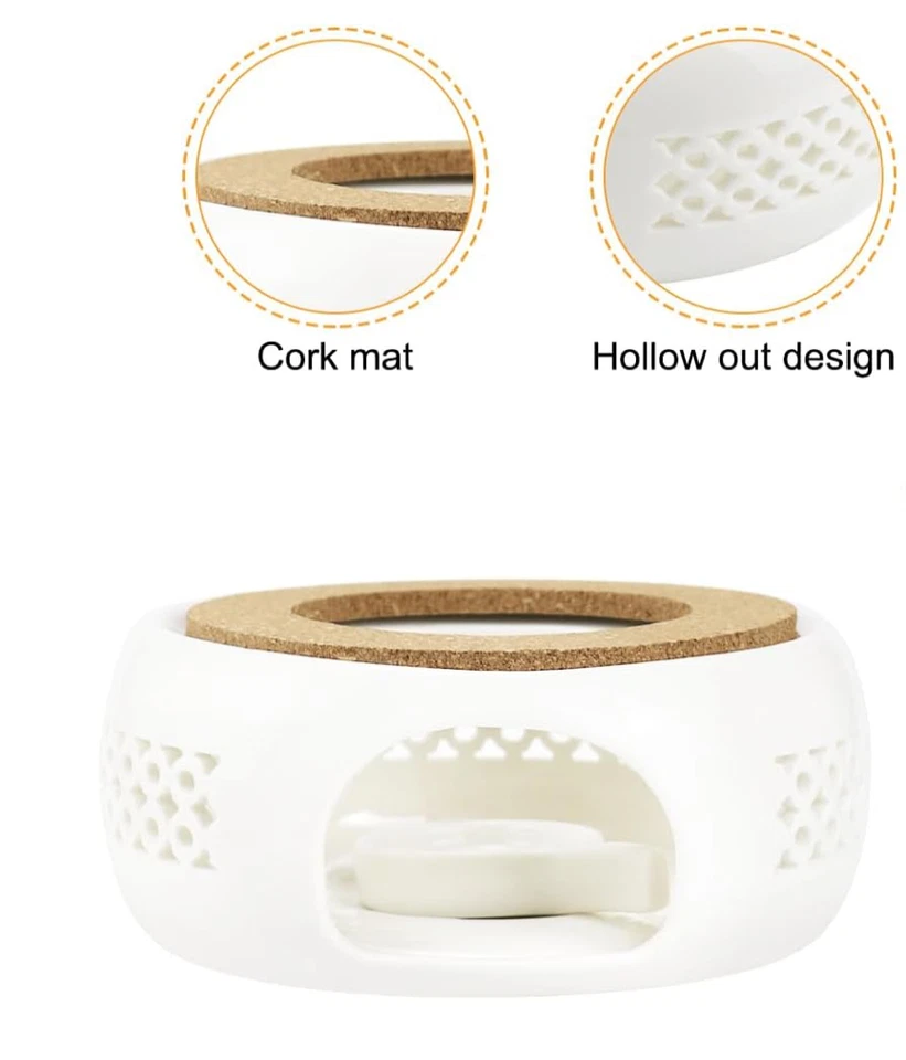 Stövchen für Teekanne, Teewärmer aus Keramik, Hohl Geschnitztes Design, Stövchen - Bild 2 von 4