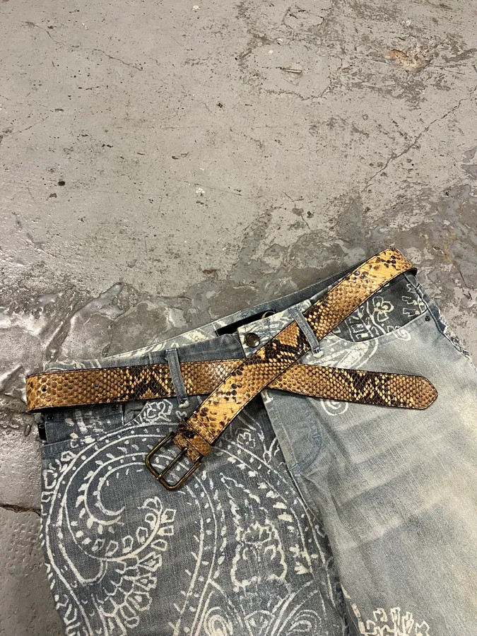 2000s Dries Van Noten Python Effect Leather Belt … - image 3