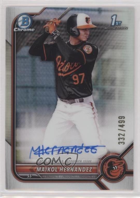 2022 Bowman Chrome Prospect Refractor 332/499 Maikol Hernandez #CPA-MH Auto 0nr3