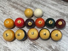 Billiard Pool Table Standard Replacement Balls 2 &frac14;&rdquo; Lot Of 13 - Vintage