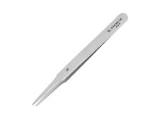 Excelta 2A Tweezers, 3-Star, Straight, Tapered Flat Point, Carbon Steel, 4.75'