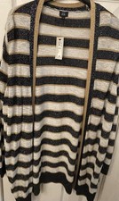 River Island Black & Silver Stripe Lurex Women’s Cardigan, Size L