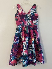 Tahari Arthur S Levine Dress Women Sleeveless Dress Size 2 Multicolor