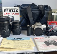 Pentax ZX-30 35mm SLR Film Camera w/ 100-300mm  AF28-80mm Zoom Lens Case Bundle