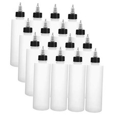 16 Pack 8oz Plastic Squeeze Bottles with Twist Top Caps, Empty Dispensing