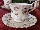 Royal Albert Winsome Tea Cup Saucer Pink Rose Gold Trim Bone China England — photo 1
