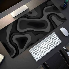 15.7x35.4 inch Extra Large Gaming Desk Mat & Mouse Pad-Black & Grey Swirl Design