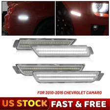 For 2010-2015 Chevy Camaro [WHITE LED] Front+Rear Side Marker Light Lamp SET 4x
