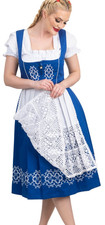 XS S M L XL 2XL Blue German Dirndl Dress EMBROIDERY Oktoberfest 3pc COMPLETE SET