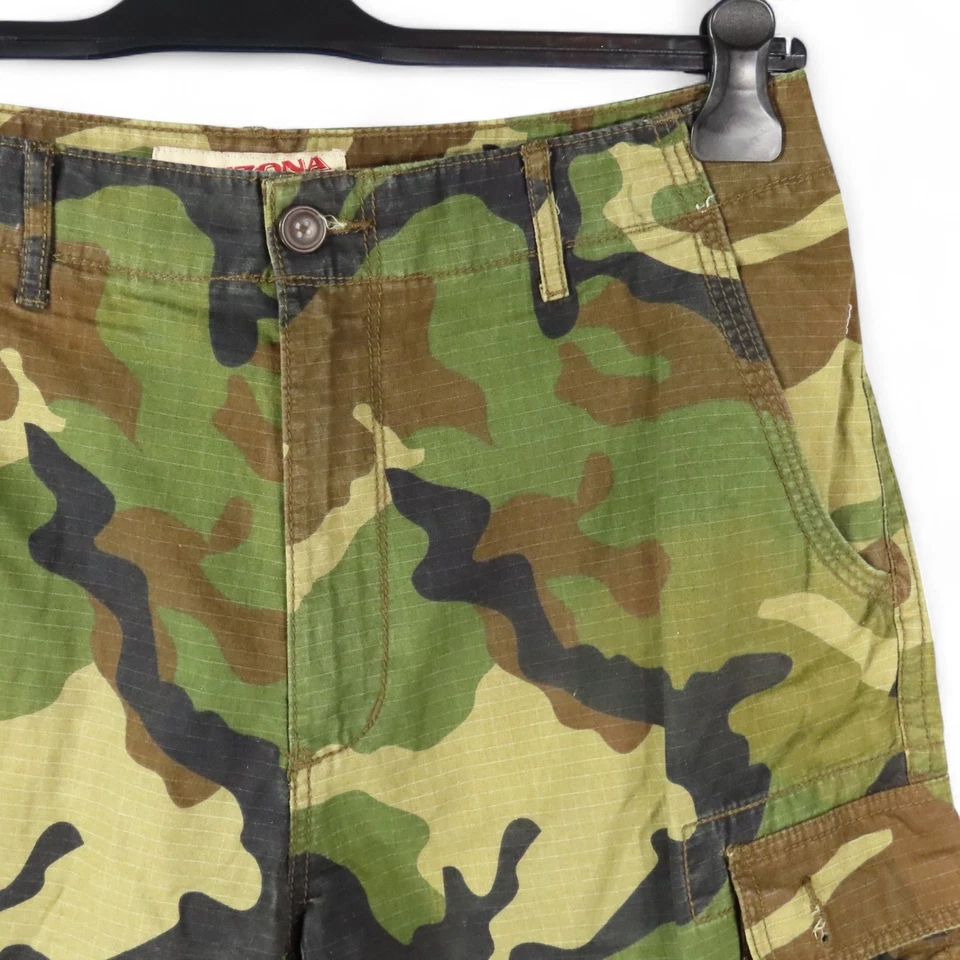 VTG Y2K Arizona Jeans CAMO CARGO SHORTS Ripstop Canvas GREEN/BROWN Camouflage 34 - Image 2 of 4