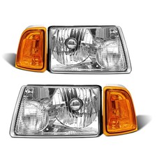 2001-2011 Headlights Assembly for Ford Ranger Chrome Housing Amber Reflector ...