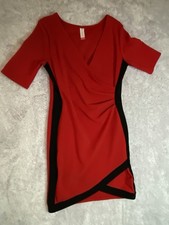 No Boundaries Red Black Color Block Dress Women’s L 11-13 V-Neck Bodycon 