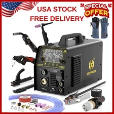 6in1 MIG/CUT/TIG/MMA Welder Gas/Gasless 250A Weld Machine Plasma Cutter&Gloves