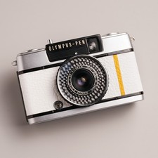 OLYMPUS PEN EE-3 35mm Half Frame Film Camera Restored White Leather Japan