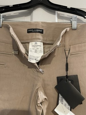 Dolce & Gabbana Women s Beige Stretch Denim Slim Mid Rise 5-Pocket Jeans