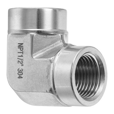 90° Barstock Street Elbow 1/2'' NPT Female, für Luft/Kraftstoff/Öl/Wasser, Silber