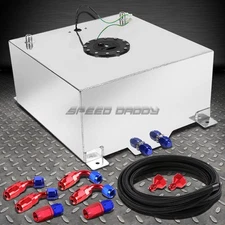 20 GALLON/78L POLISHED ALUMINUM FUEL CELL TANK+LEVEL SENDER+NYLON FUEL LINE KIT