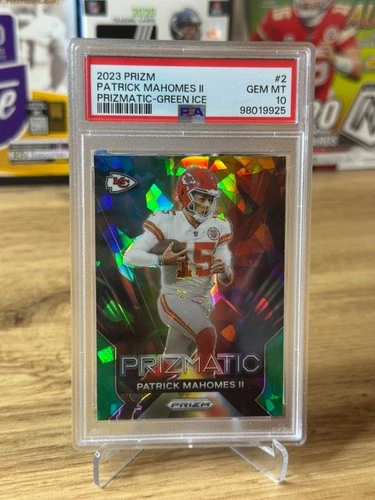 2023 Panini Prizm Football Patrick Mahomes Prizmatic Green Ice PSA 10 Chiefs