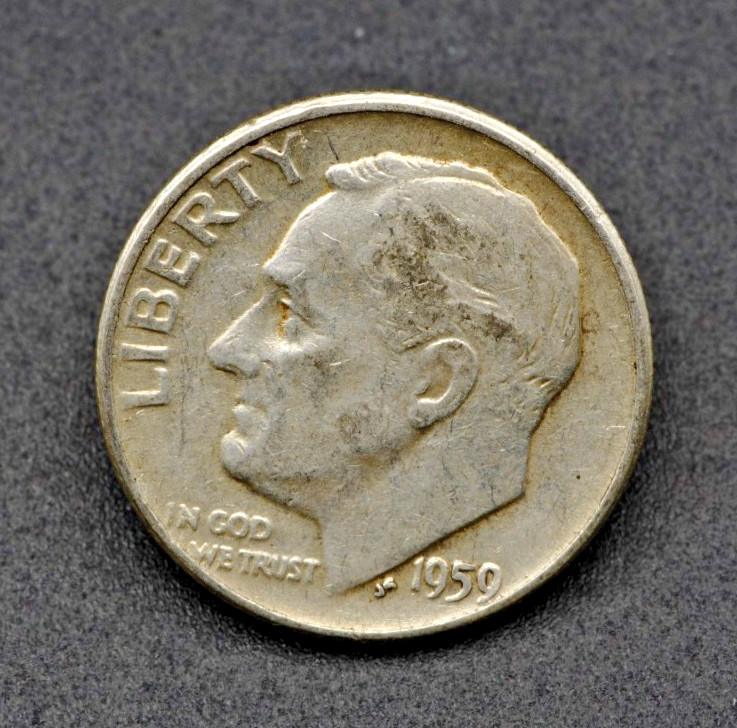 1959-P Roosevelt Dime 90% Silver US Mint Philadelphia