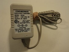 Consumerware Power Adaptor Plug In Class 2 Transformer 9VDC 100mA D9100