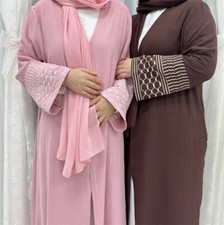Muslim Women Dress Open Kimono Cardigan Abaya Kaftan Dubai Islamic Robe Turkey