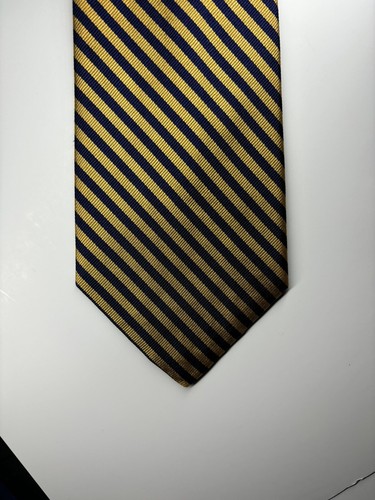 RALPH LAUREN Yellow & Blue Striped Tie Mens 100% Silk Necktie 58” - Picture 4 of 9
