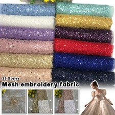 Luxury African Heavy Bead Lace Sequins Fabric Material Wedding Party 91 130cm