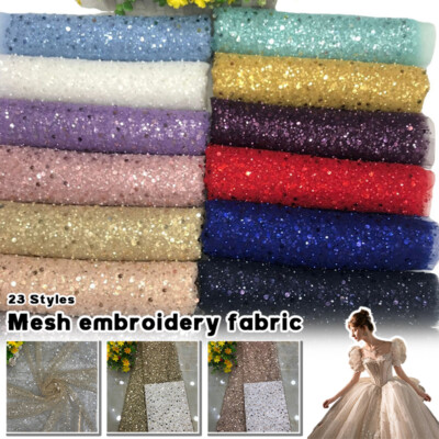 Luxury African Heavy Bead Lace Sequins Fabric Material Wedding Party 91*130cm