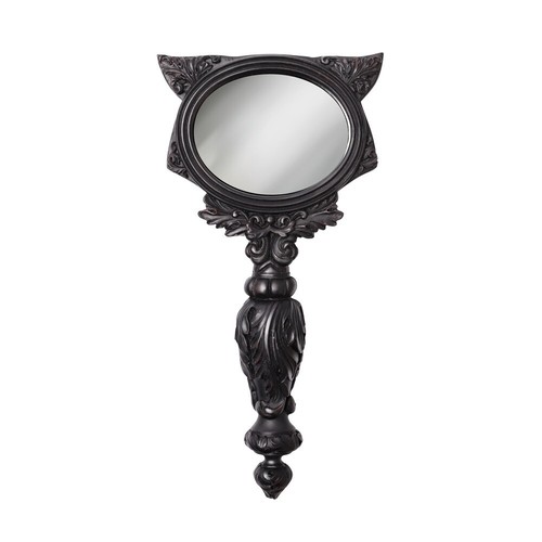 Black: Alchemy Gothic Vault Sacred Cat Witch Familiar Feline Hand Vanity Mirror - Picture 3 of 6