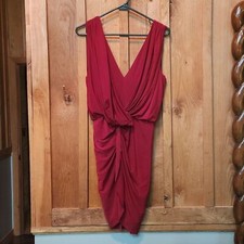 Misa Los Angeles V-Neck Sleeveless Cocktail Holiday Party Mini Dress, XS, Red