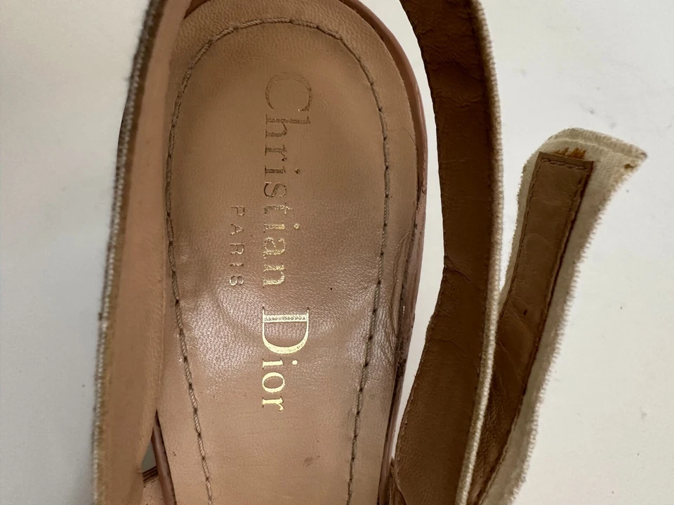 Sandalias Dior beige charol J'adior con cordones talla 38,5 EU Foto 4 de 4