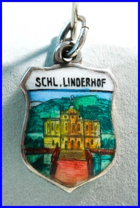 SCHLOß LINDERHOF Charm Pendentif Wappen Argent BAYERN Email 800 - Photo 1/1