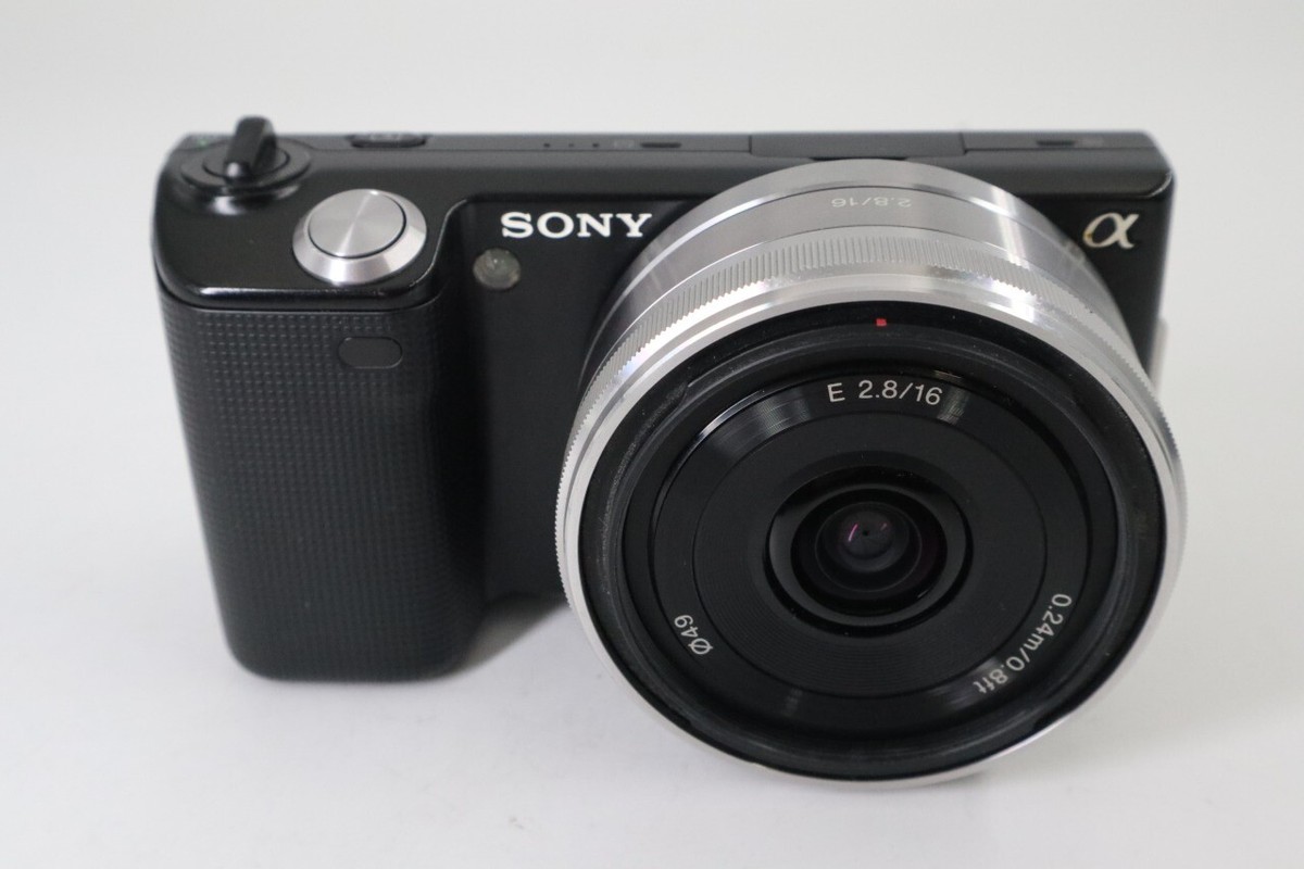SONY @ NEX-5/SONY E2.8/16mm (良品） Sony α Alpha NEX-5 Black Camera + E 16mm F/2.8 from Japan