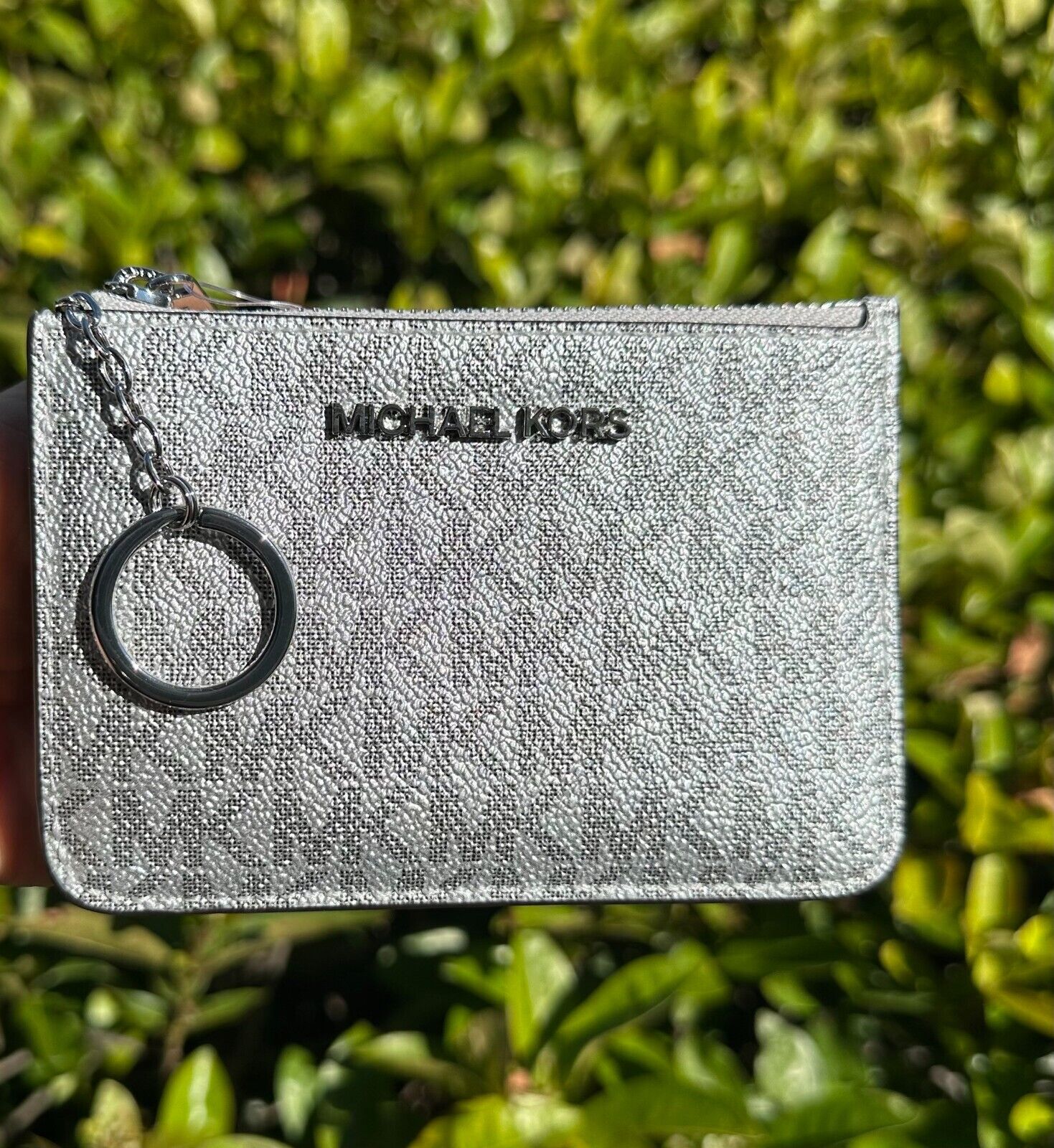 MICHAEL KORS JET SET TRAVEL SMALL COIN POUCH ID KEY HOLDER WALLET MK SILVER  196163447537 | eBay