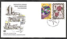 United Nations NY SC # 751, 753 Flag And Globes, Rose . FDC. UNPA