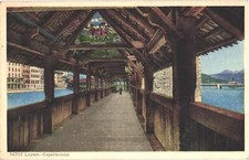 Passing Inside The Chapel Bridge, Lucerne, Switzerland Postcard