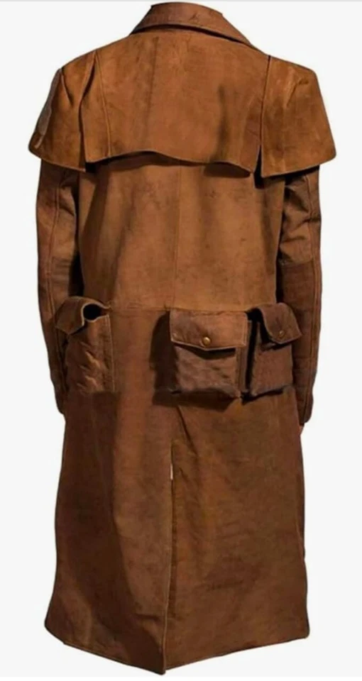 A7 Vegas Fallout NCR Veteran Ranger Armor Duster Suede Leather Trench Coat - Image 3 of 4